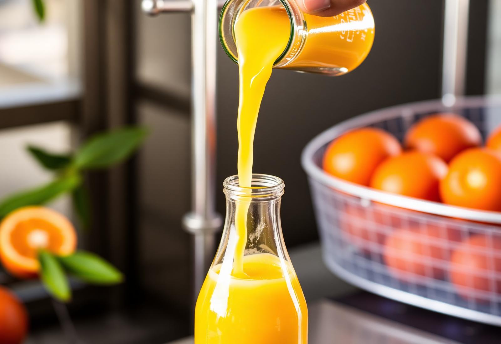 Fresh juice being bottled